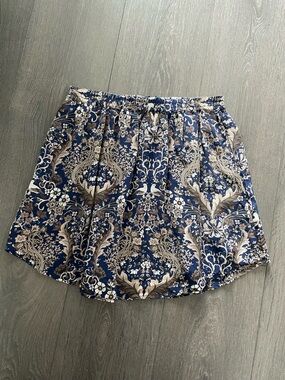 Women's Navy Floral Print Casual Skirt Club Monaco 00 XS silk 0 XS